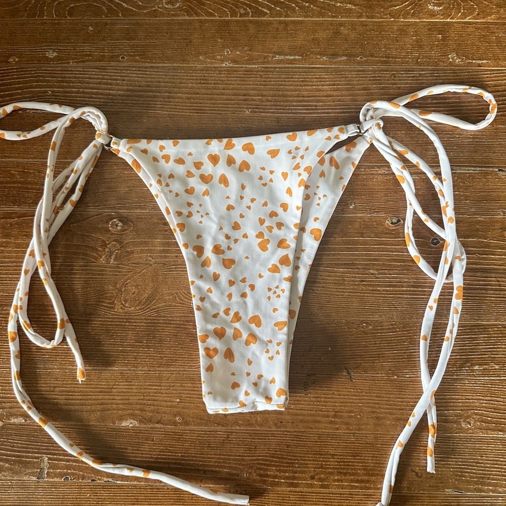 White and Orange Tie-Side Bikini Bottom
